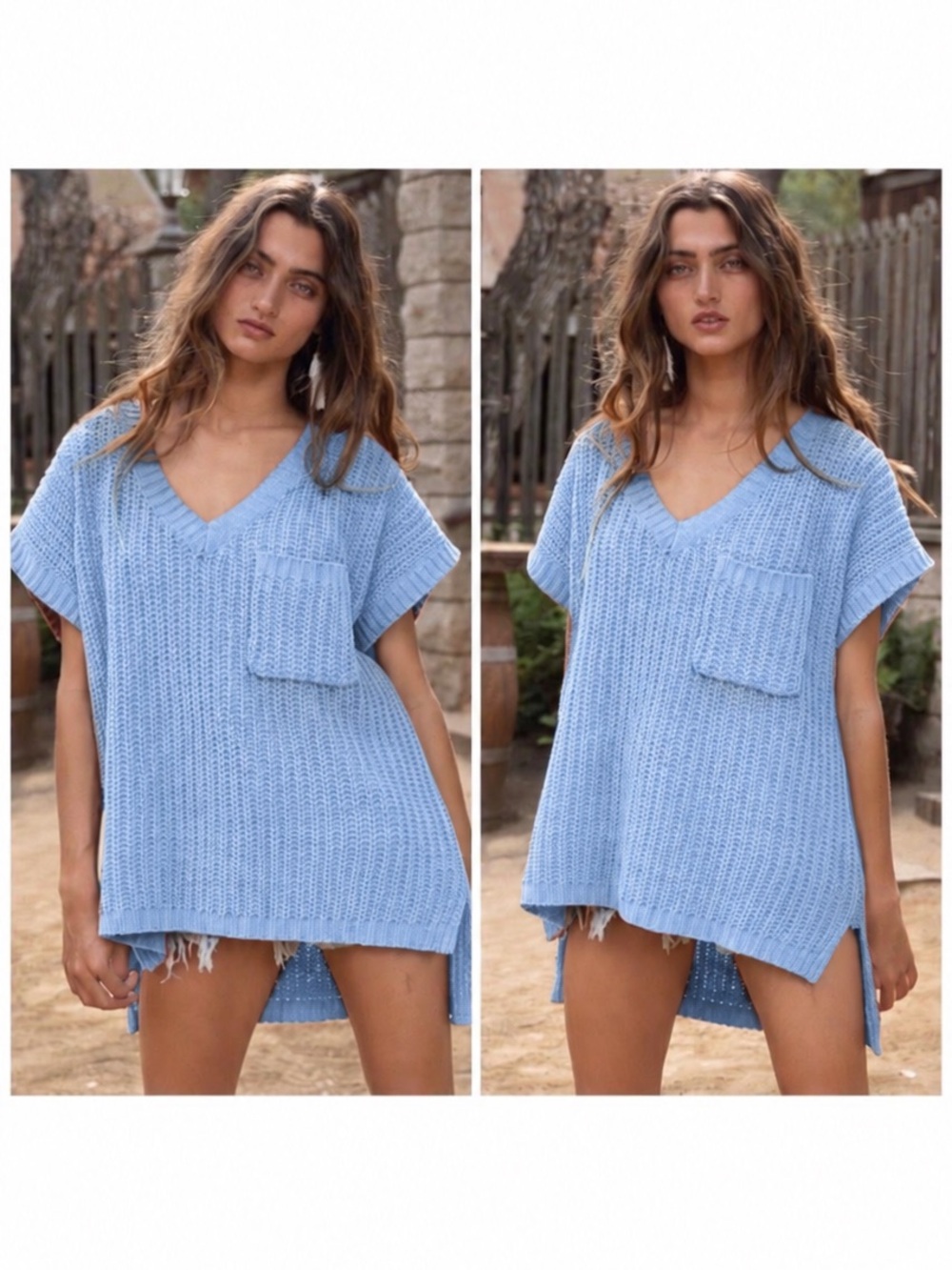 POL Dusty Blue Oversized Sweater